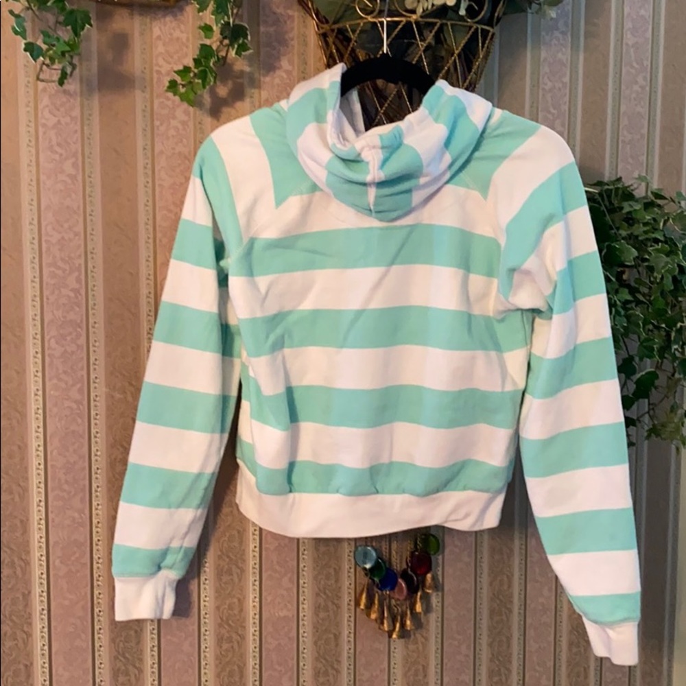 Striped Hooded Sweatshirt - Mint & White - Picture 2 of 2